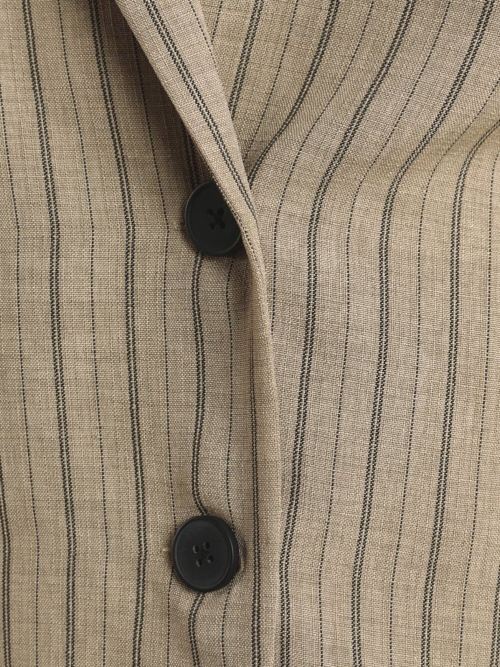 Khaki Elegant Women's Oversized Double-Breasted Pinstripe Blazer - Picture 7 of 7